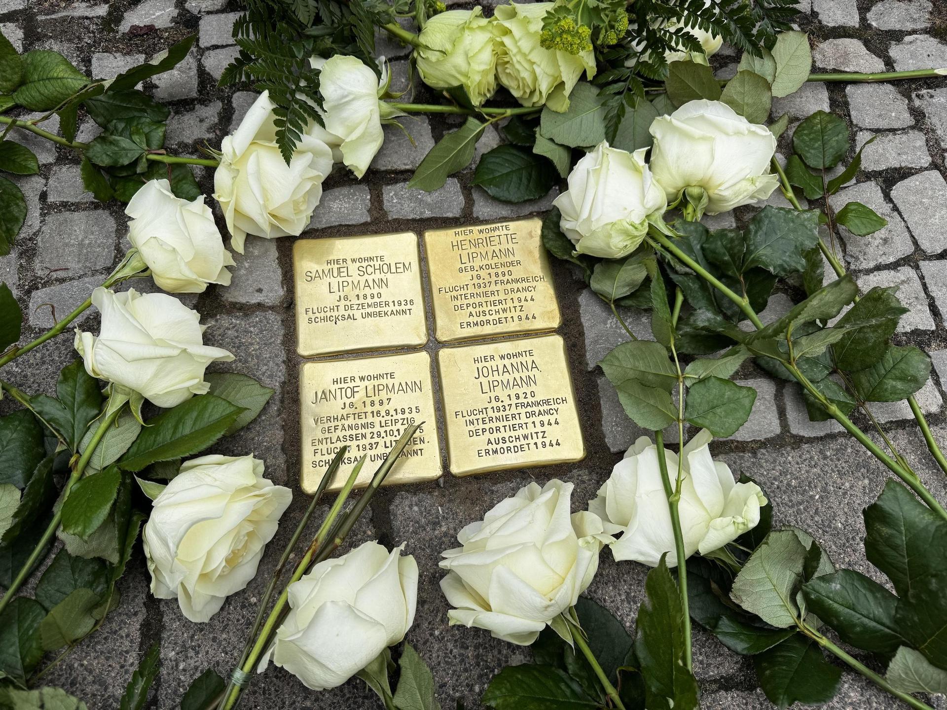 Vier Stolpersteine erinnern seit heute an die Familie Lipmann. (Foto: Daniel Große)