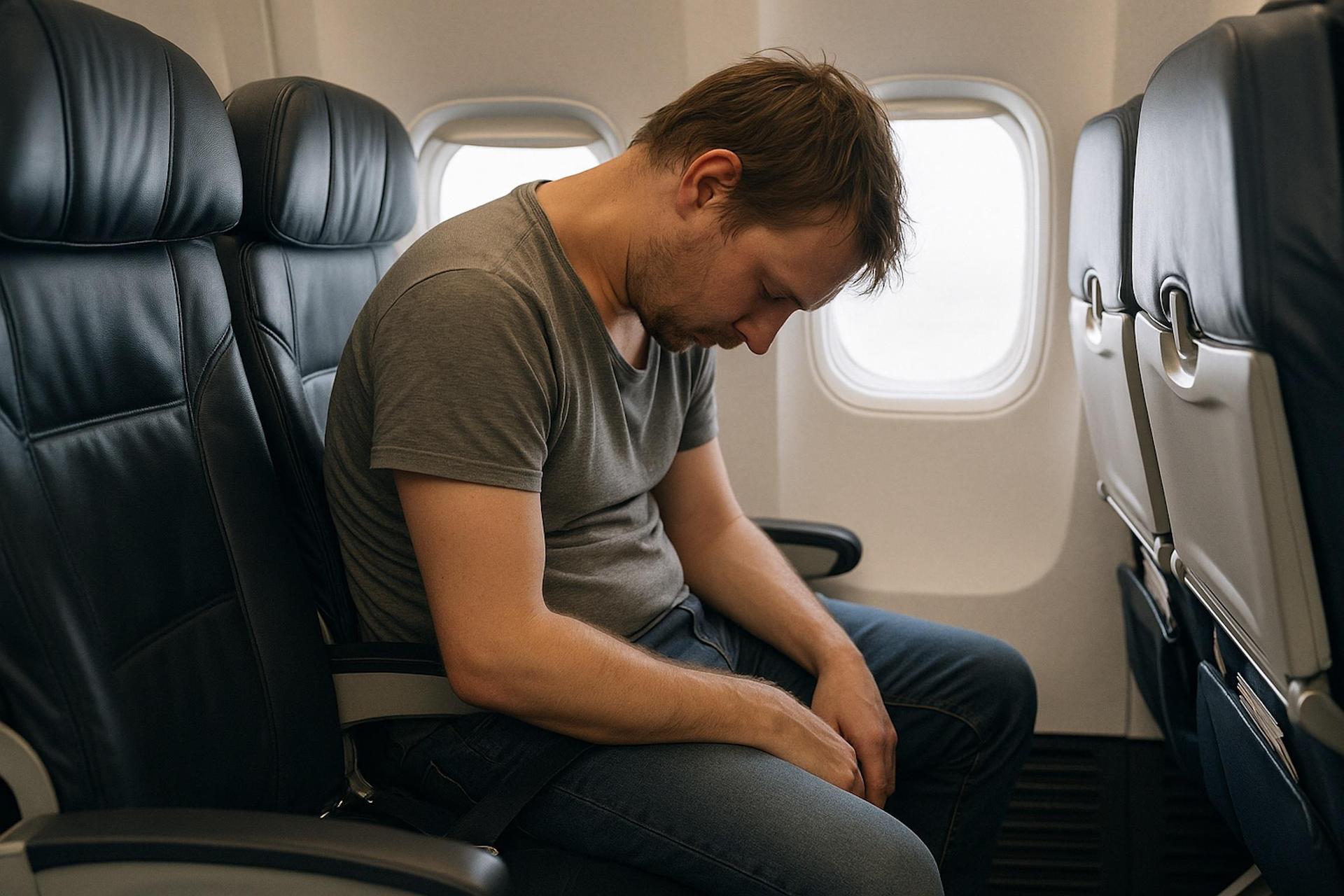 Ein 27-Jähriger war im Flugzeug nicht mehr ansprechbar. Er wurde aufgrund seines Alkoholkonsums vom Flug ausgeschlossen. (Symbolbild: KI-generiert)