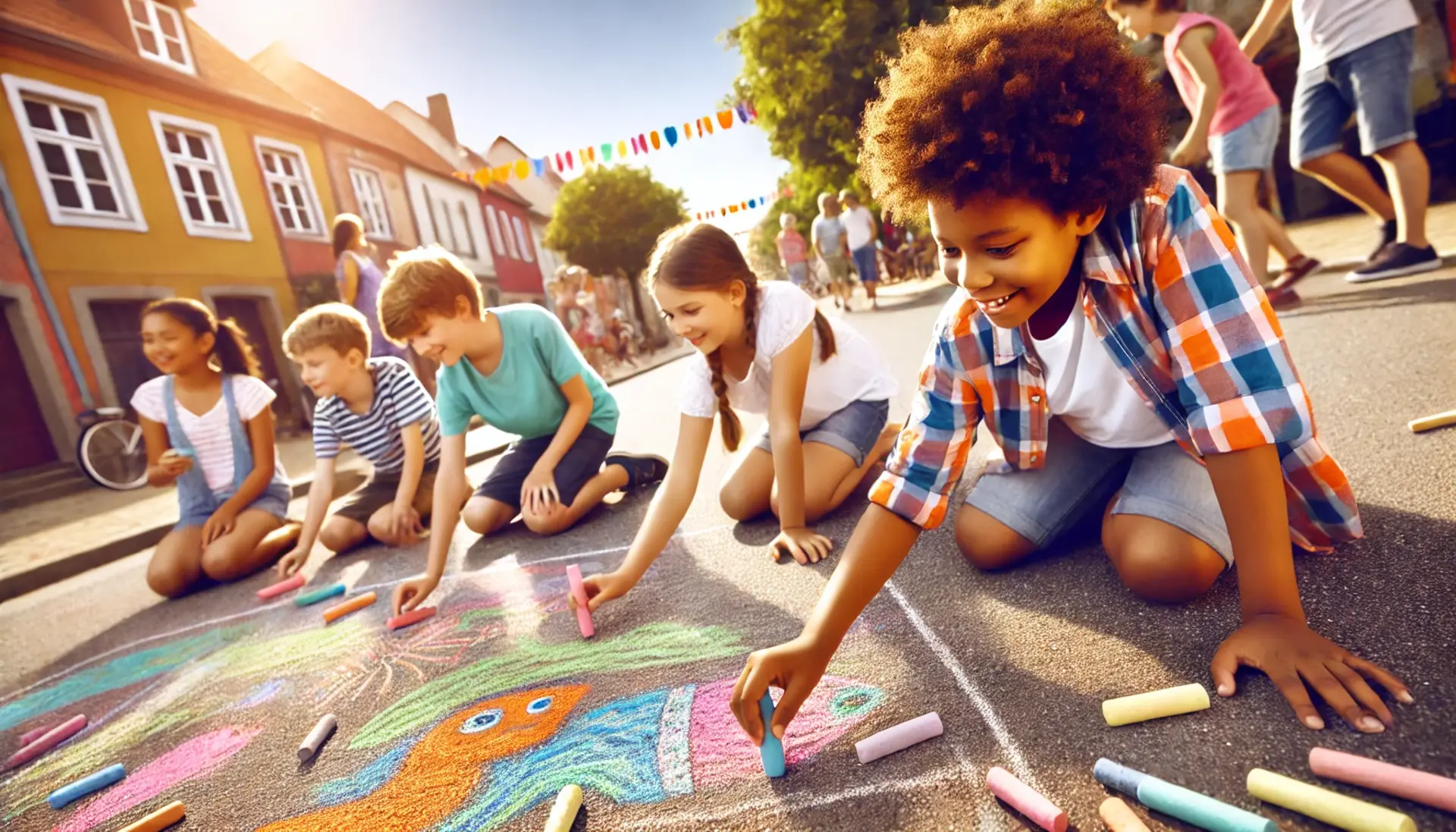 Zum Tauchscher soll ein großes Kreidebild entstehen. (Foto: Dall-E)