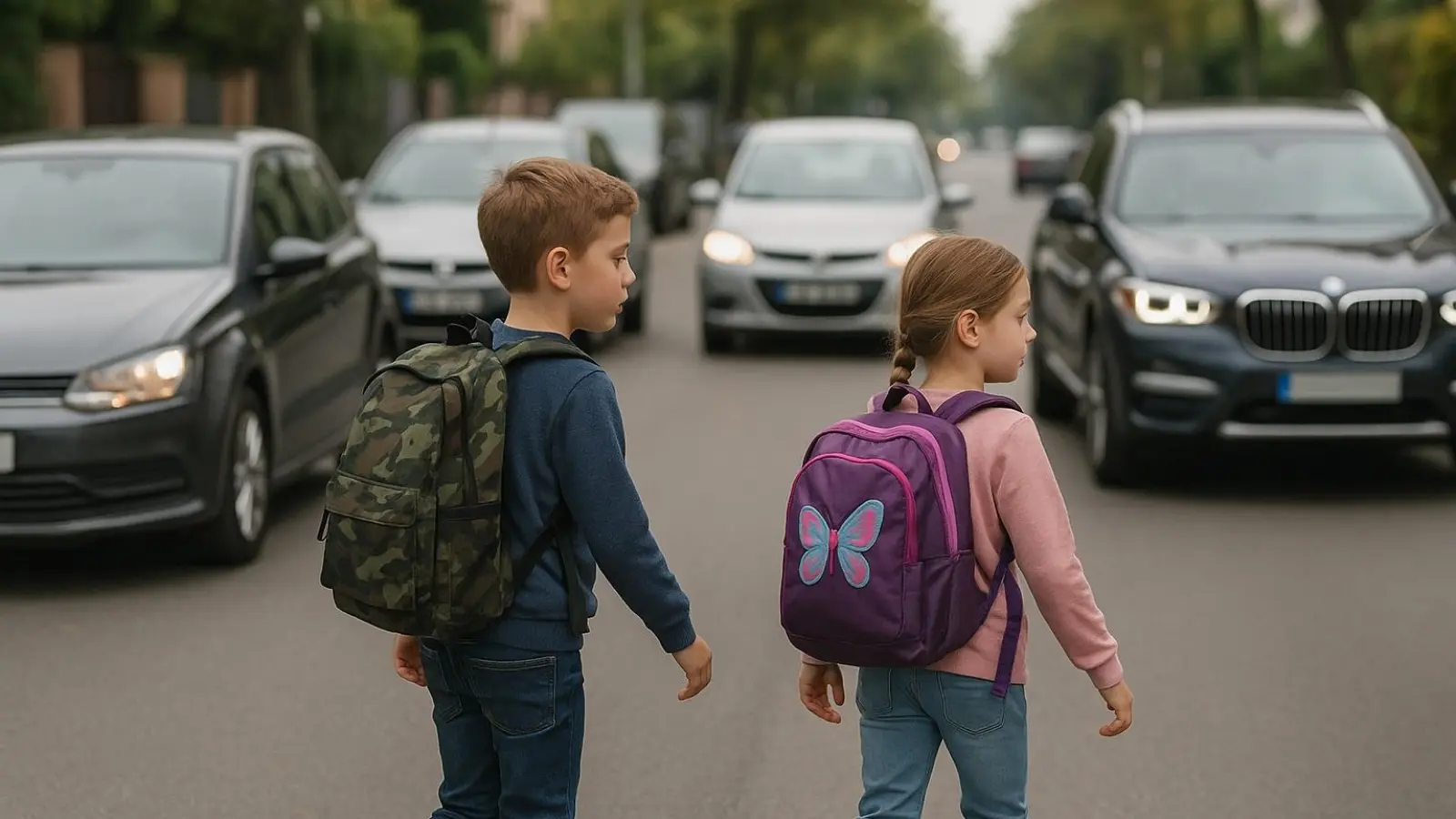 Sicherer Schulweg - die Polizei gibt Tipps (Foto: KI-generiert)