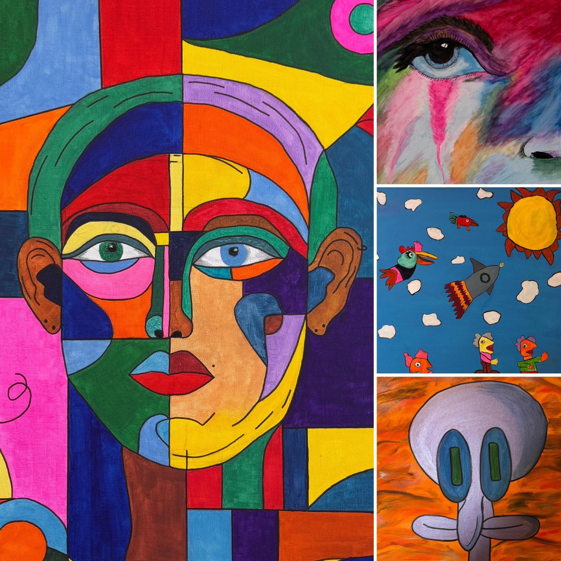 Einige der „Farbfantasien” der Oberschüler. (Repro: Stadtverwaltung Taucha)