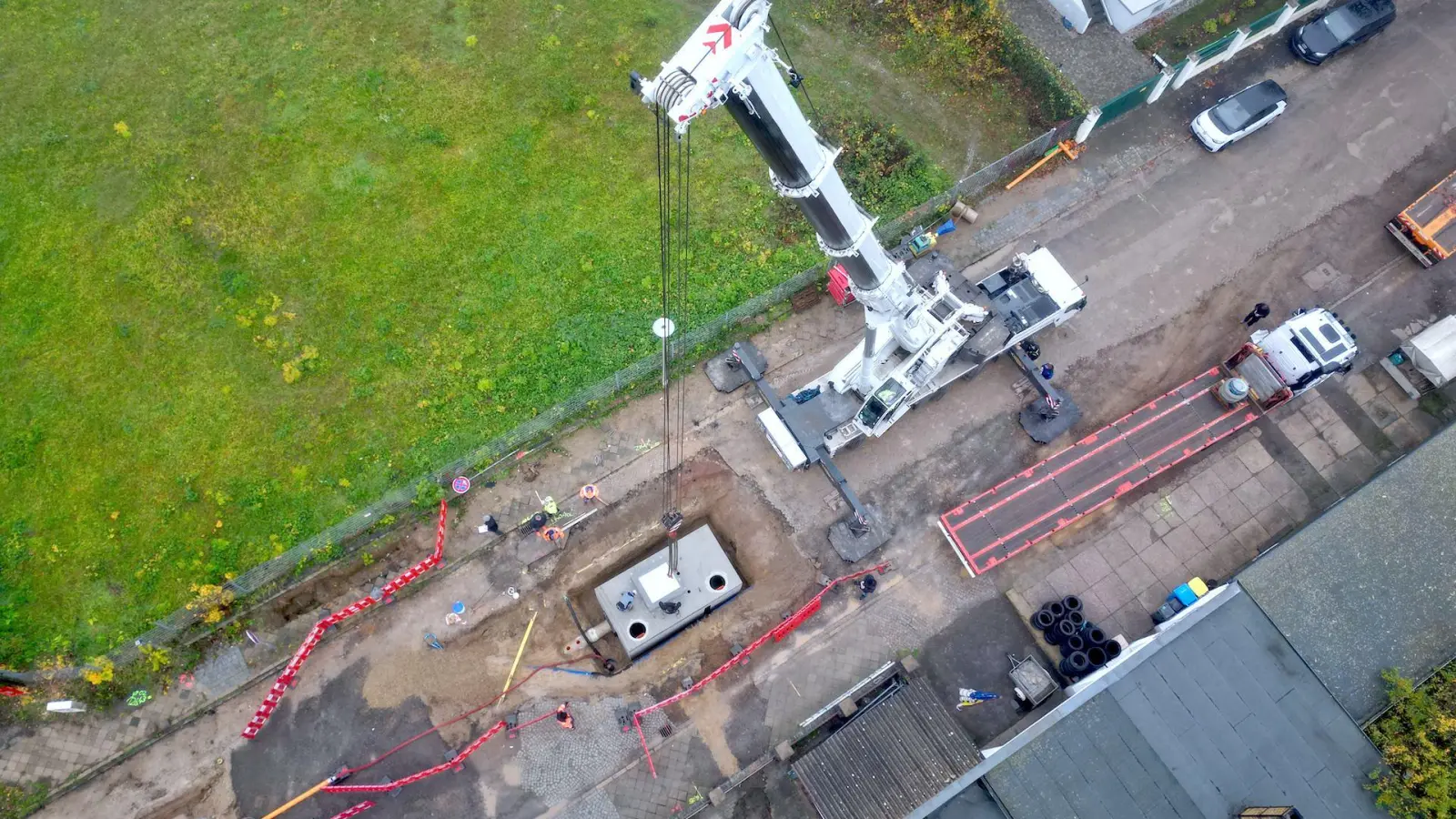 Das Drosselbauwerk sorgt künftig für eine verzögerte Abgabe von Wasser in die Kanalisation. (Foto: taucha-kompakt.de)